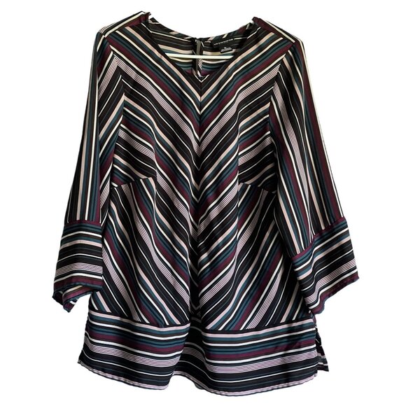 Liz Claiborne Career Womens Striped Blouse XL Retro Corpcore Officesiren - Picture 1 of 8